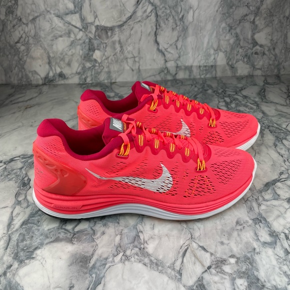 💖⏫Womens Neon Pink Nike Lunarglide 5 Lunarlon Fitsole Running Shoes - Picture 14 of 14